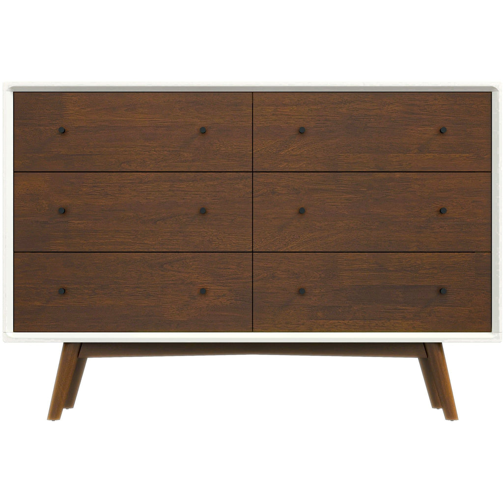 Dresser 6 Drawer - Dark Brown / White