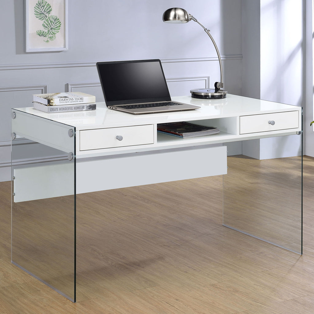 Barretta - 2 Drawer Writing Desk - Gloss White
