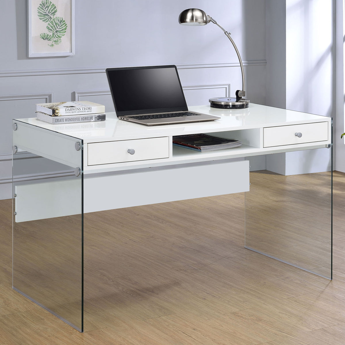 Barretta - 2 Drawer Writing Desk - Gloss White