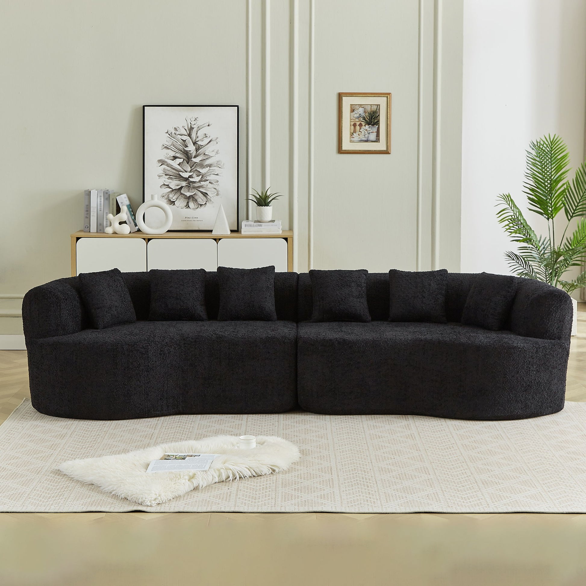 Curved Sectional Sofa With 6 Pillows