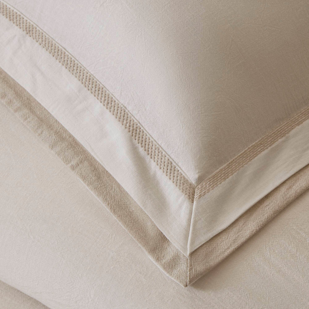 Linen Blend - Full/Queen Duvet Cover Set - White/Gold