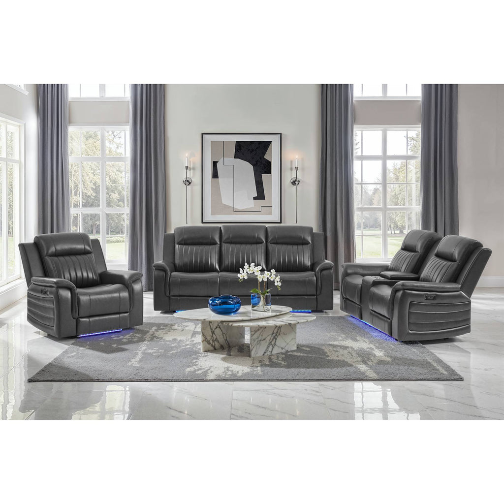 Ian - Power Recliner With Welt And LED Lighting - Charcoal