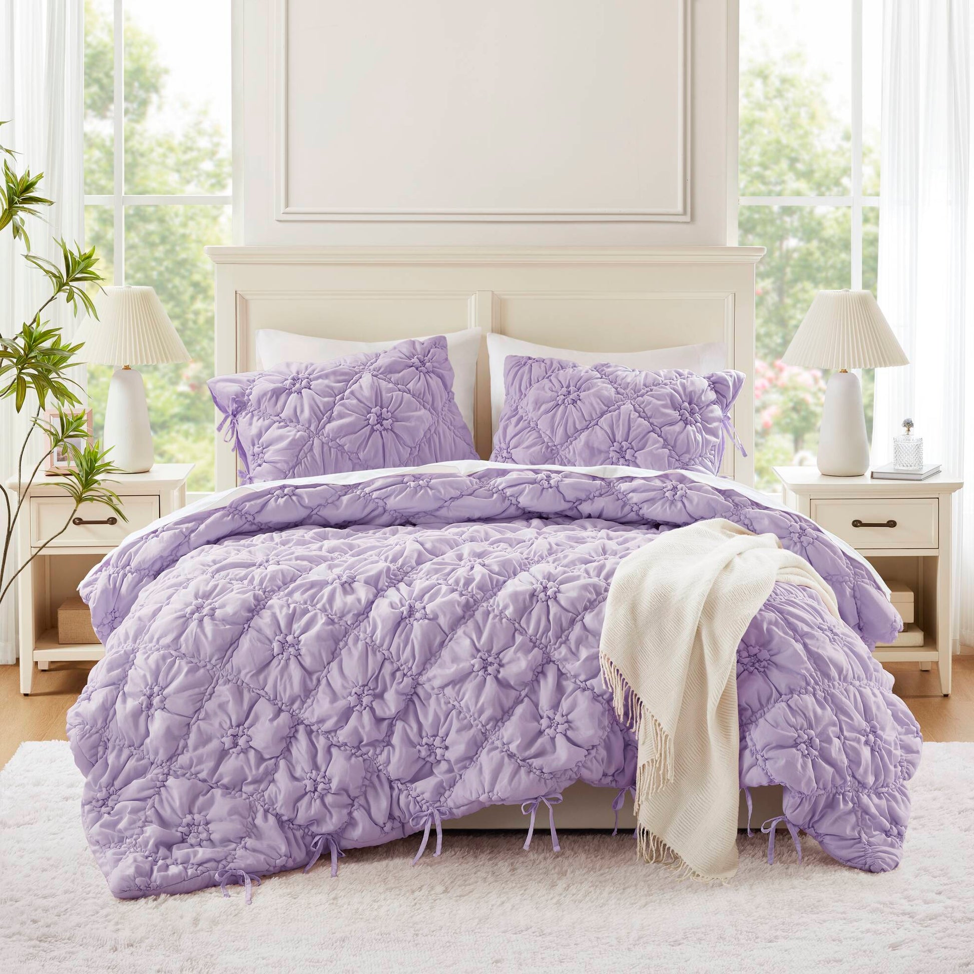 Lily - King 3 Piece Comforter Set - Purple
