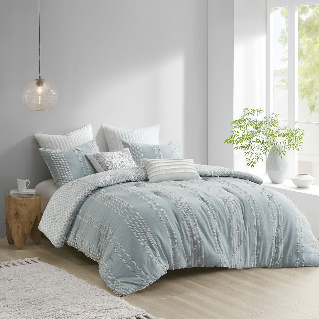 Kara - King 3 Piece Comforter Set - Aqua