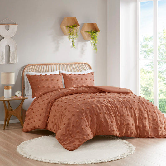 Lucy - Clip Jacquard Comforter Set - Orange