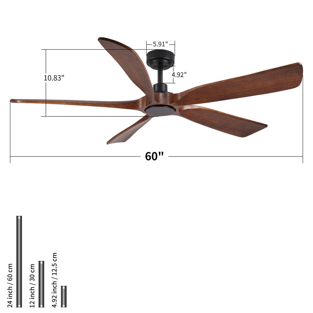 Ceiling Fan With Light And Remote Control, Noiseless, 6 Speeds Reversible, Quiet DC - Matte Black