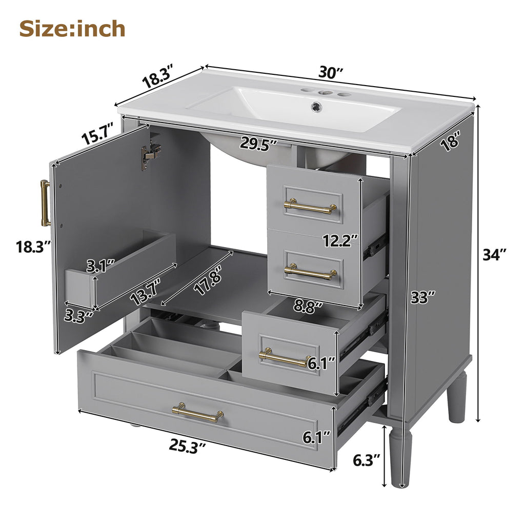 Traditional Bathroom Vanity Set With Soft Close Doors