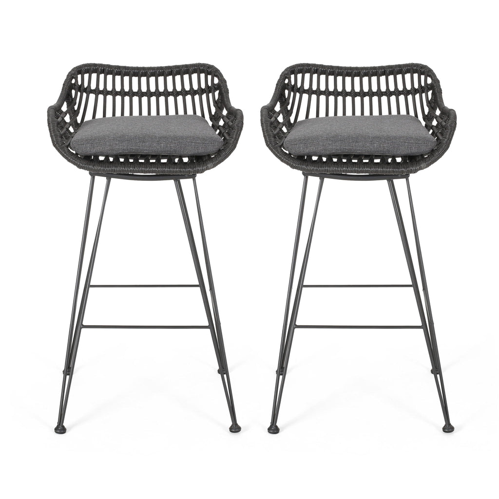 Outdoor Rattan Bar Chair With Metal Legs