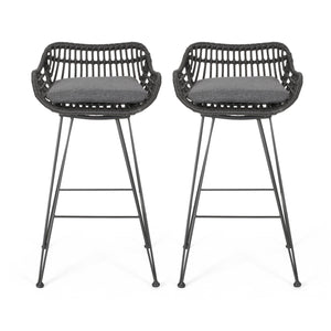 Outdoor Rattan Bar Chair With Metal Legs