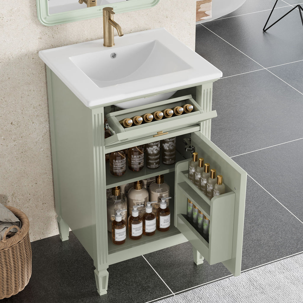 Bathroom Vanity With Sink, Adjustable Shelf, Tilt-Out Drawer