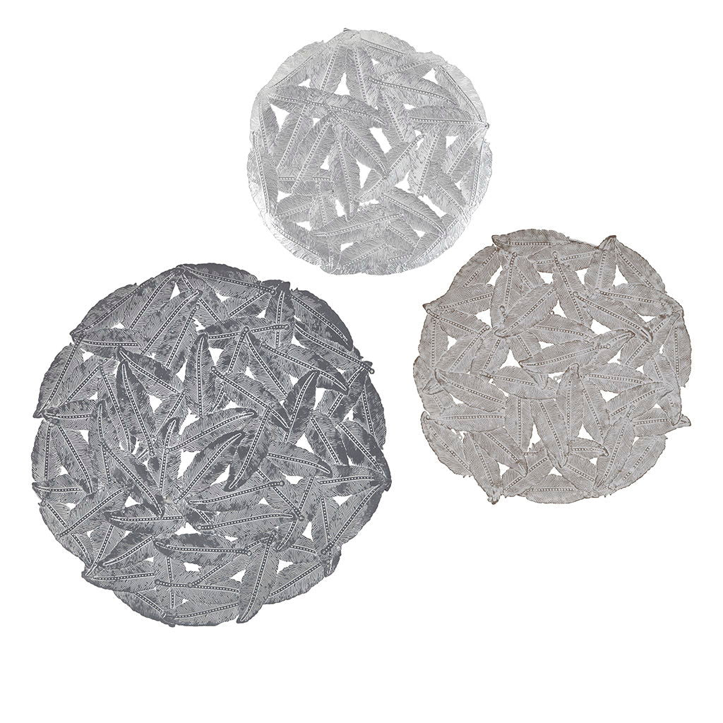 Rossi - Feather Painted Round Wall Decor (Set of 3) - Gray