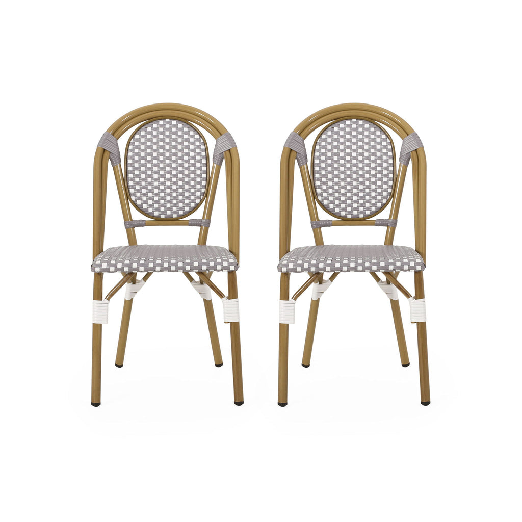 Outdoor Rattan And Aluminum French Bistro Chair Set