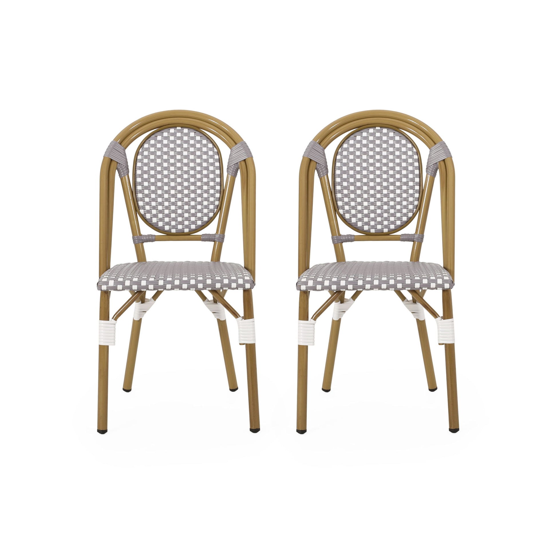 Outdoor Rattan And Aluminum French Bistro Chair Set