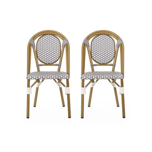Outdoor Rattan And Aluminum French Bistro Chair Set