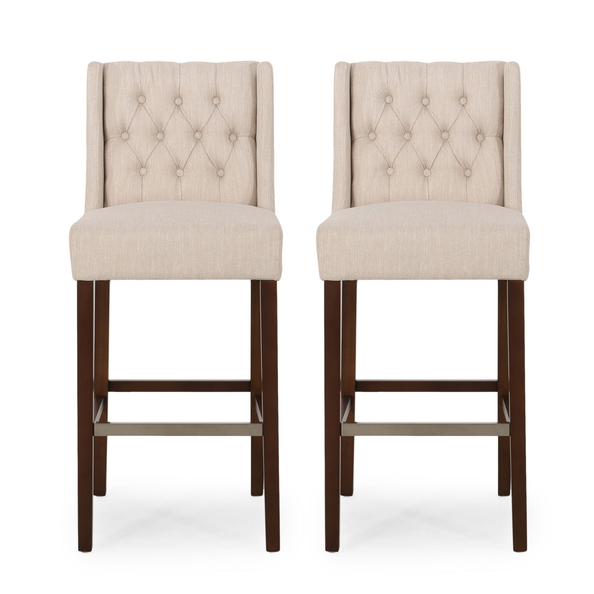 Solstara - Upholstered Dining Barstool With Button Tufted And Wing Back