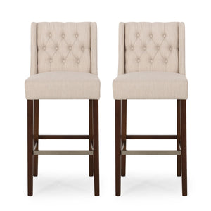 Solstara - Upholstered Dining Barstool With Button Tufted And Wing Back