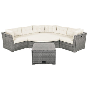 Patio Furniture Set Outdoor Daybed Rattan Sectional With Cushions And Center Table