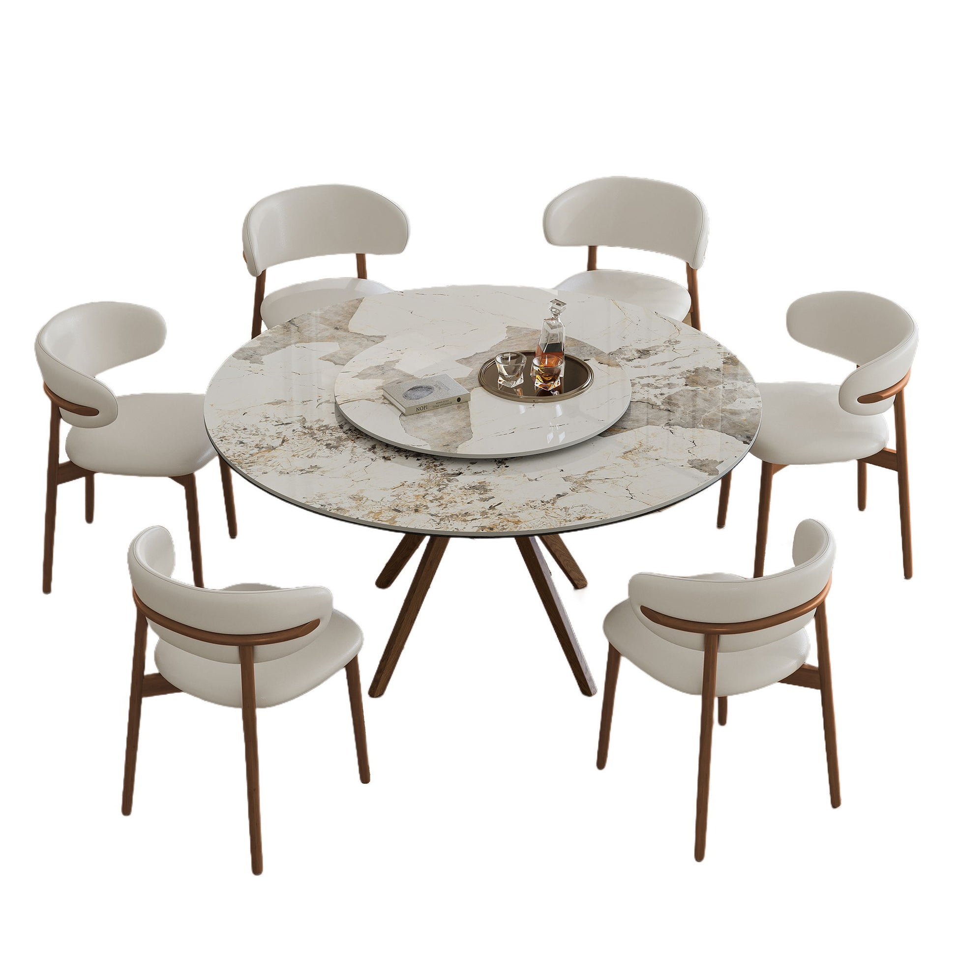 Modern Sintered Stone Dining Table Set With Chairs