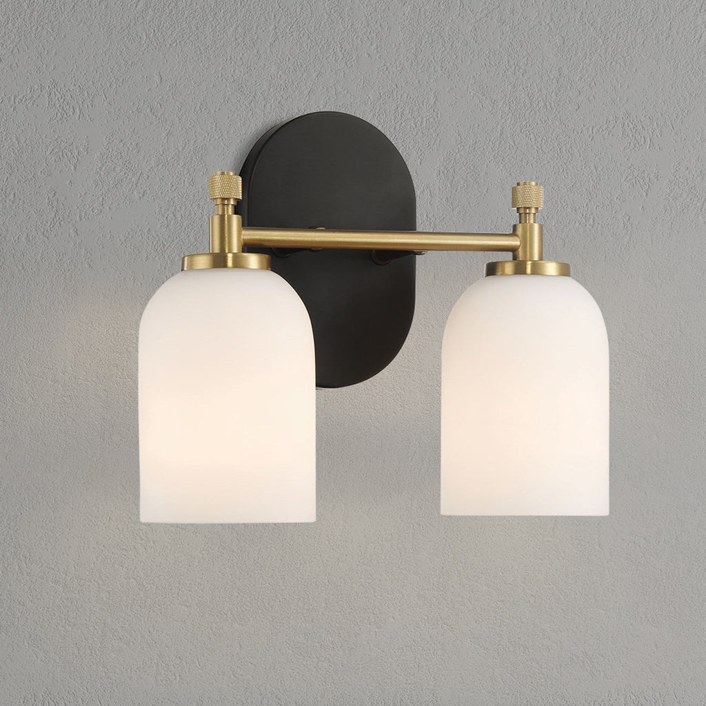 Vortex - 2 Lights Vanity In Style For Over Bathroom Mirror Wall Sconce - Black / Gold / White