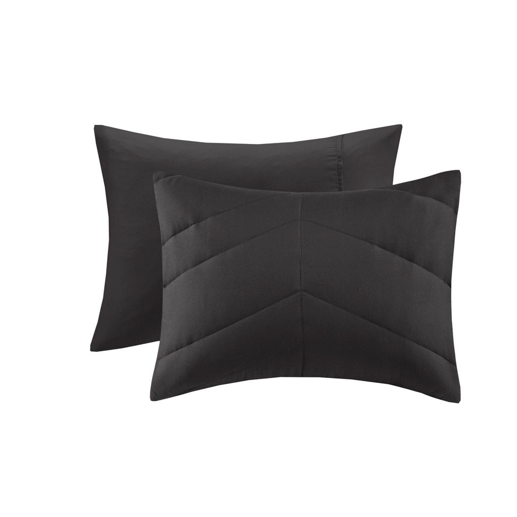 Remy - Quilted Chevron Twin Comforter Set - Black