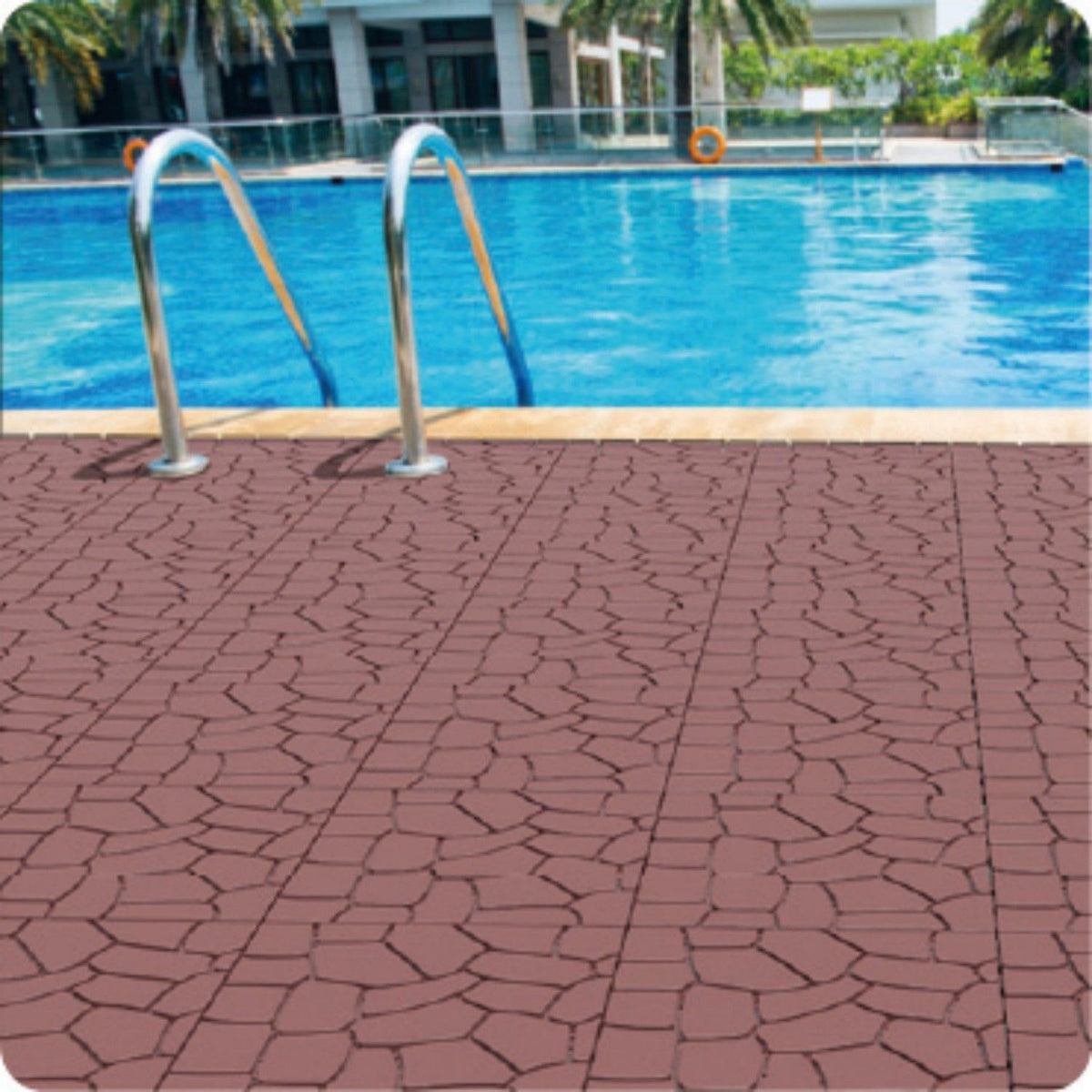 Stone Texture Diy Interlocking Patio Deck Tiles, 44 Pieces - Brown