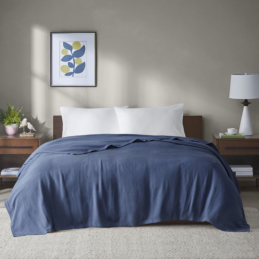 Freshspun Basketweave - Blanket - Navy