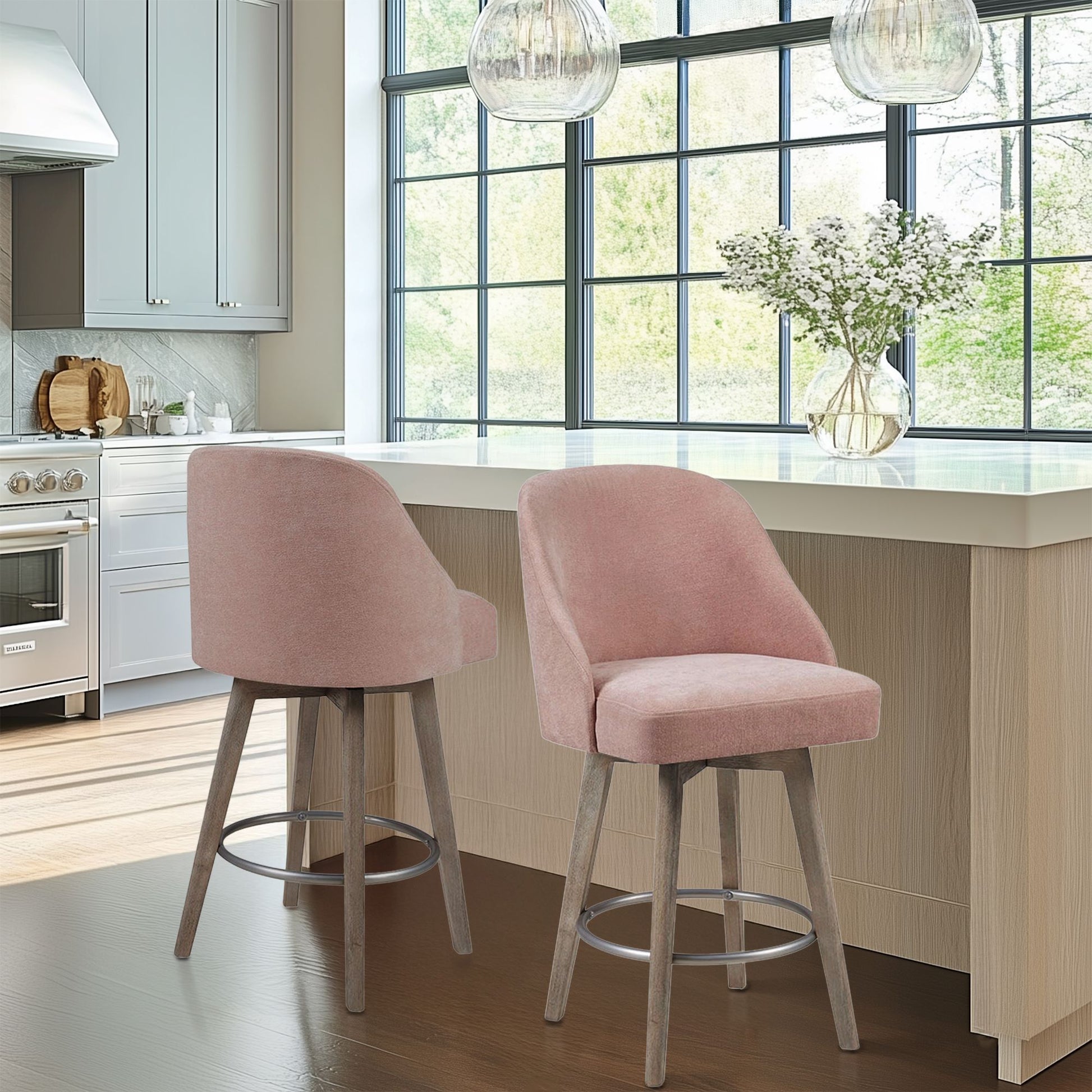 Pearce - Counter Stool With Swivel Seat - Pink