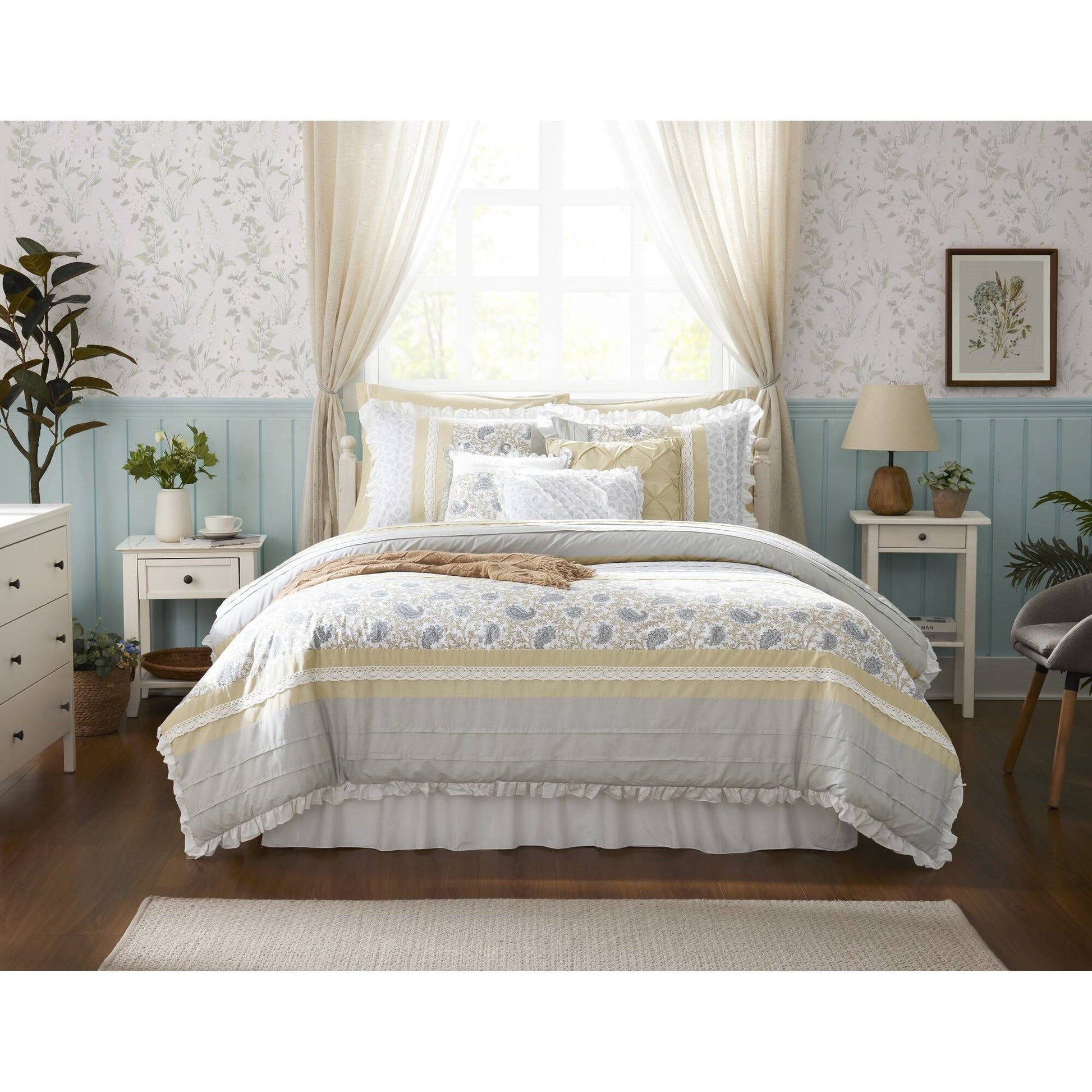Dawn - California King 9 Piece Comforter Set - Yellow