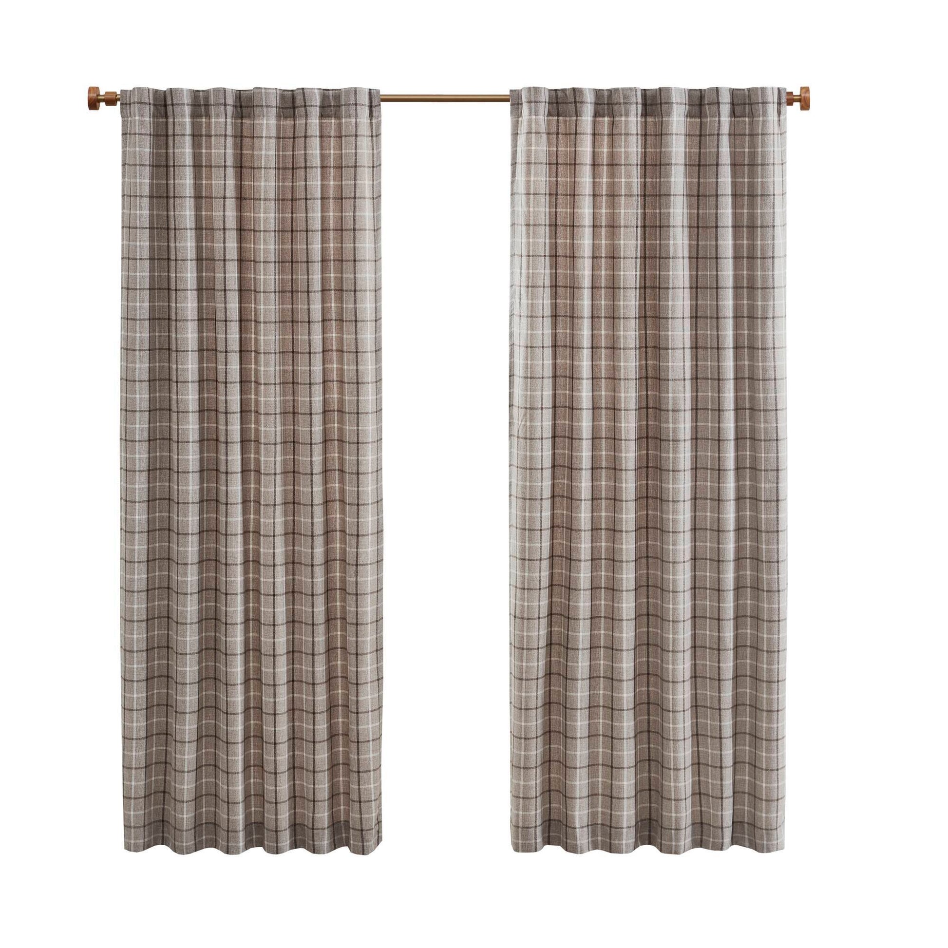 Anaheim - Plaid Rod Pocket And Back Tab Panel - Brown