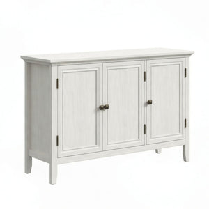 3 Door Buffet Cabinet With Adjustable Shelves - Matte White / Grayish
