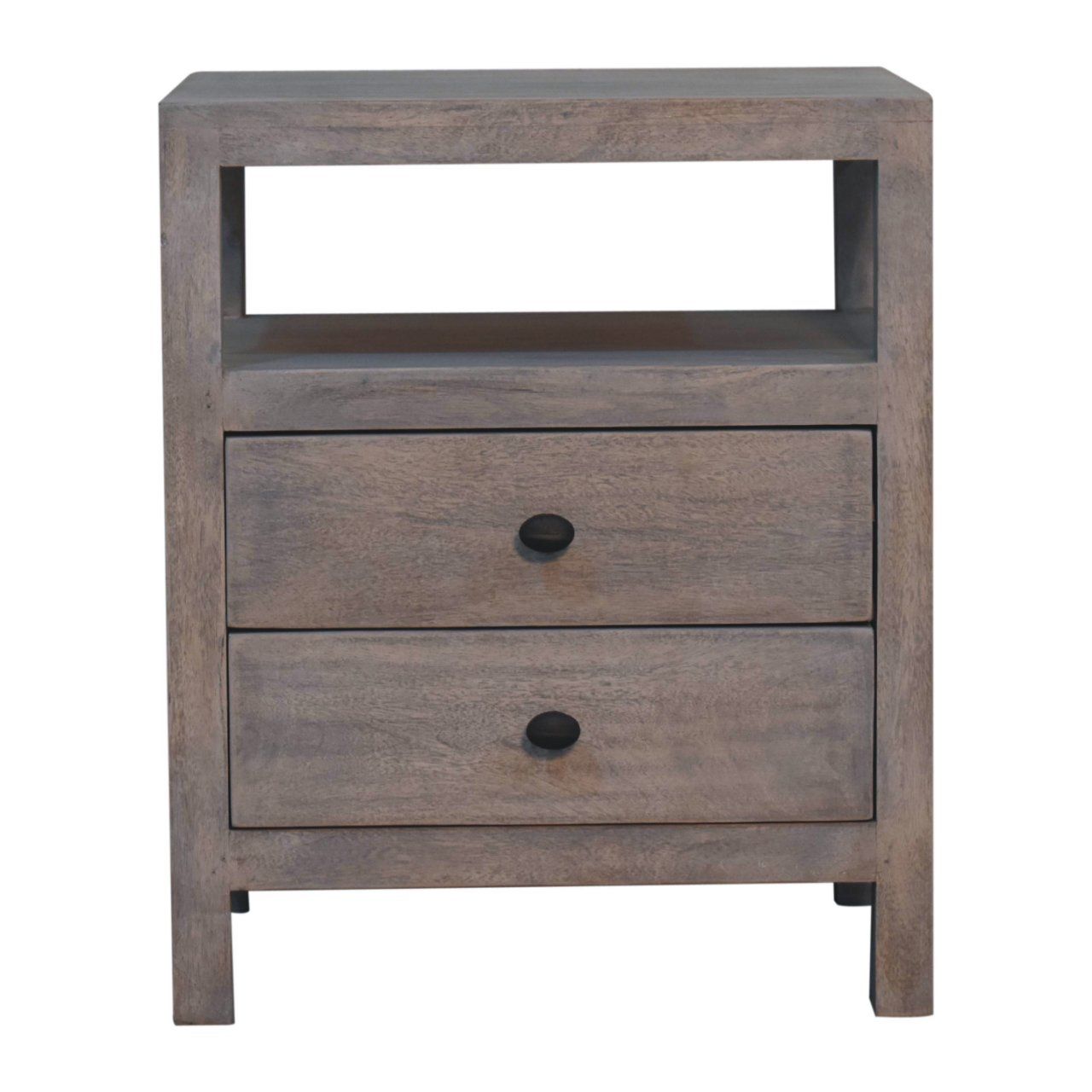 2 Drawer Open Bedside Table - Gray Ash