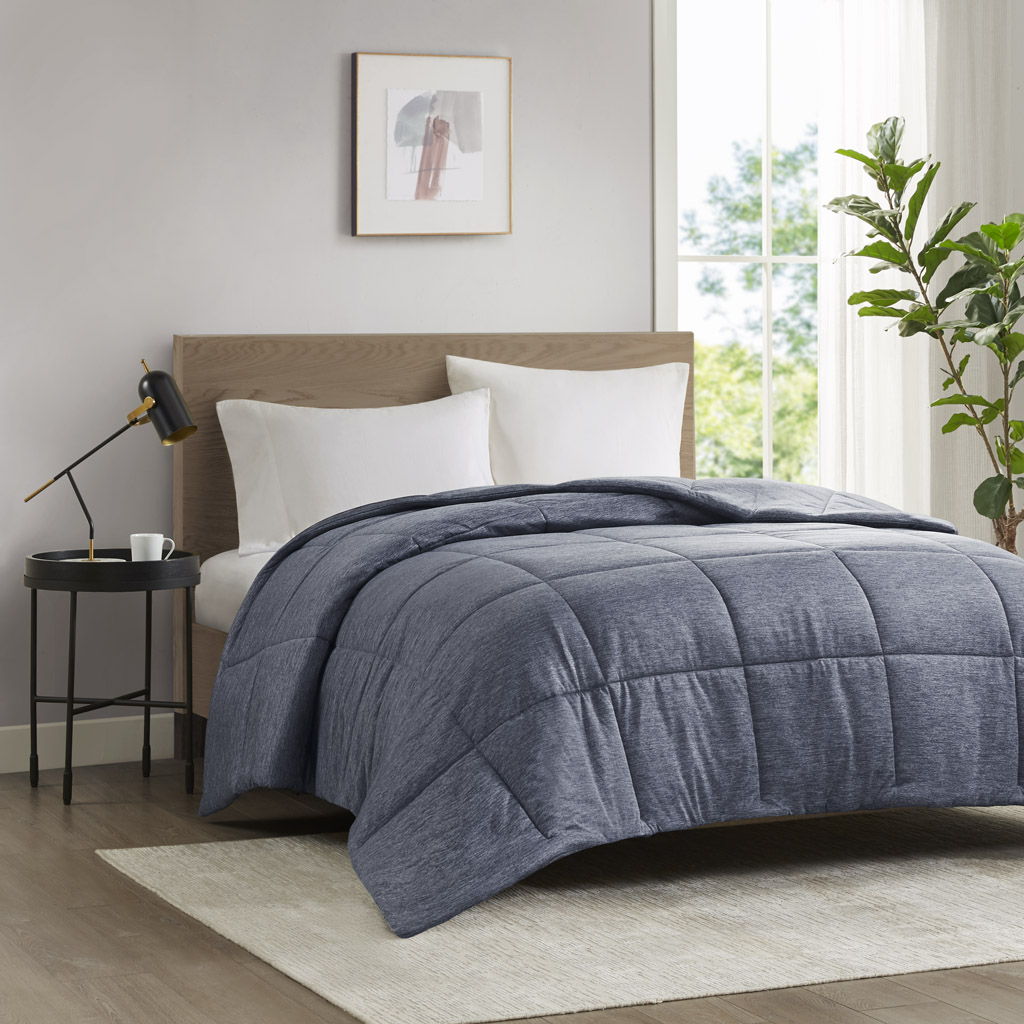 Comfort Cool Jersey Knit - Oversized Down Alternative Comforter - Blue