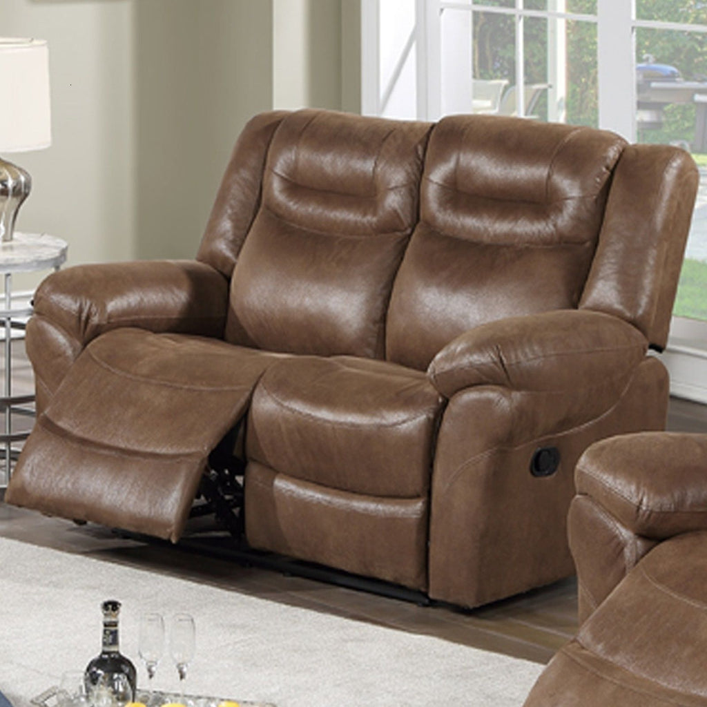 1 Piece Power Reclining Loveseat With USB Port, Fully Upholstered Pillow Arms And Headrest - Brown
