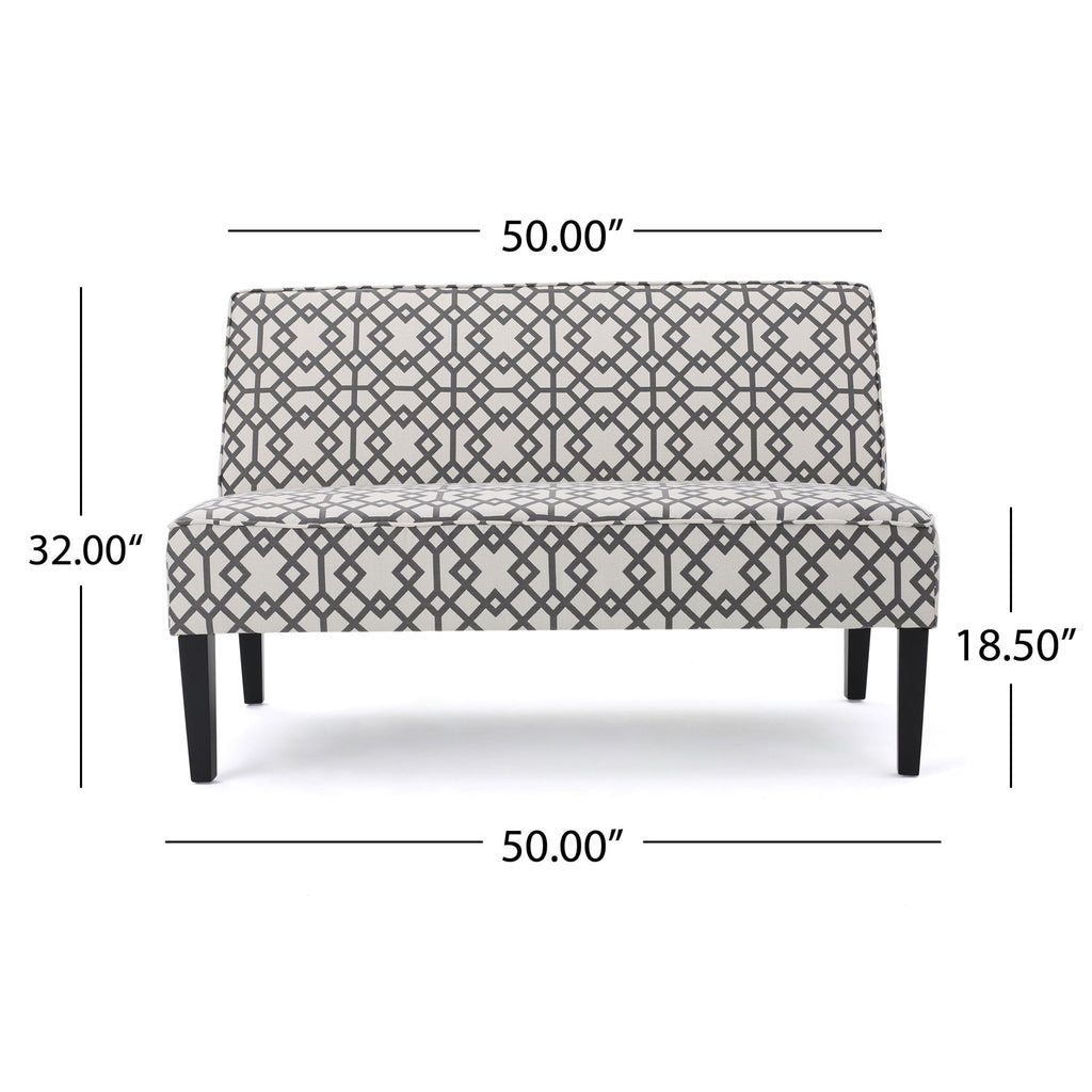 Contemporary Loveseat With Upholstered Fabric And Birch Wood Legs - Gray