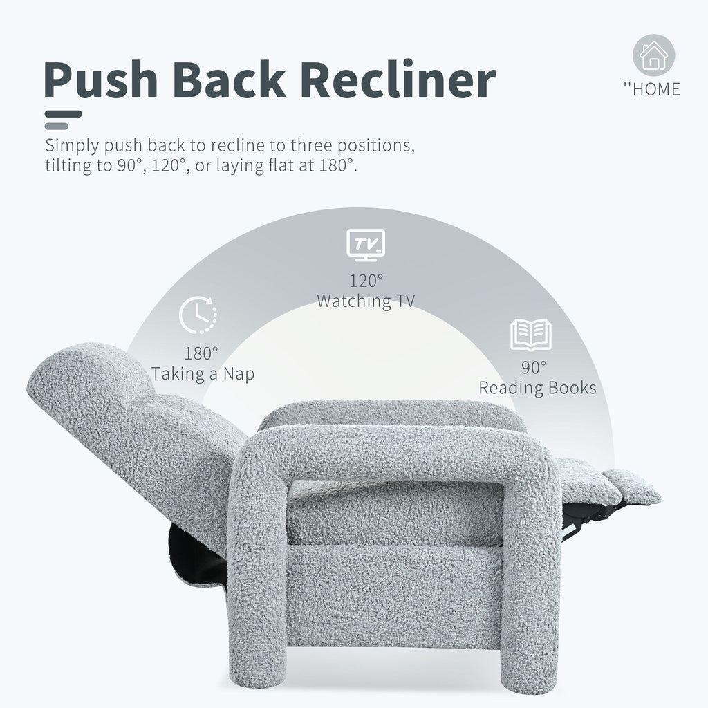 Push Back Recliner Armchair Upholstered Recliner Chair Single Sofa With Adjustable Backrest