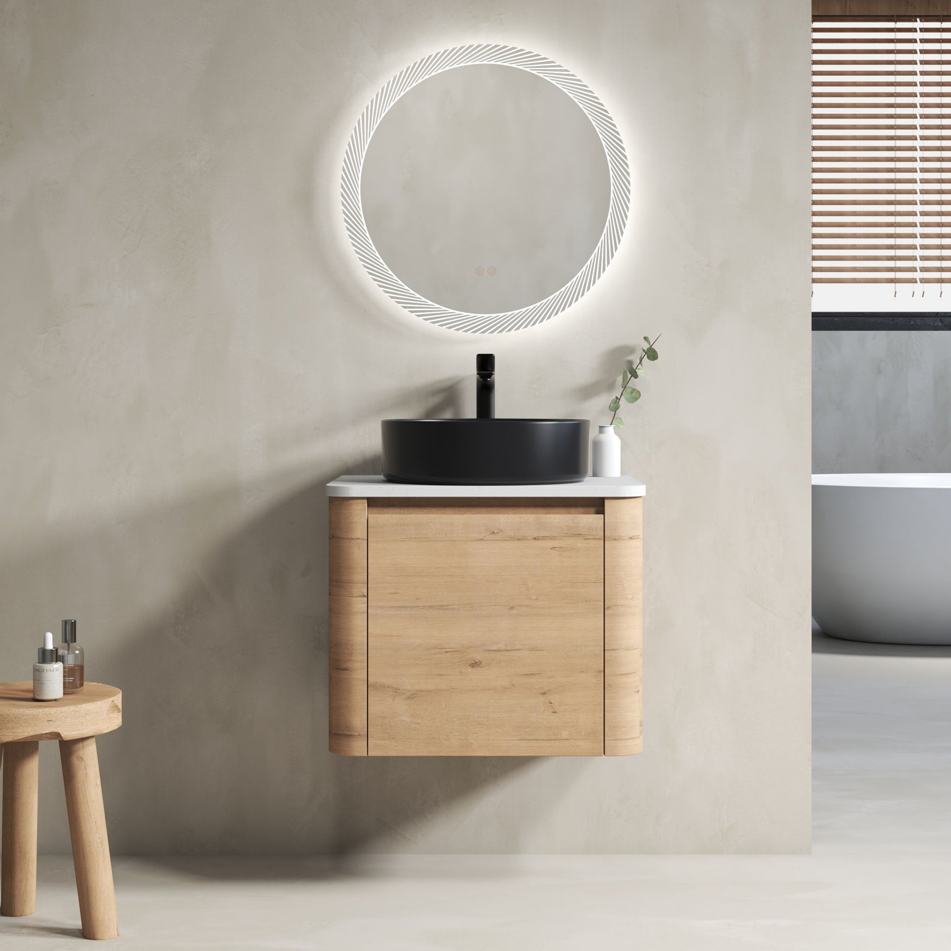 Wall Mounted Bathroom Vanity & Art Sink & 1 Soft Close Door