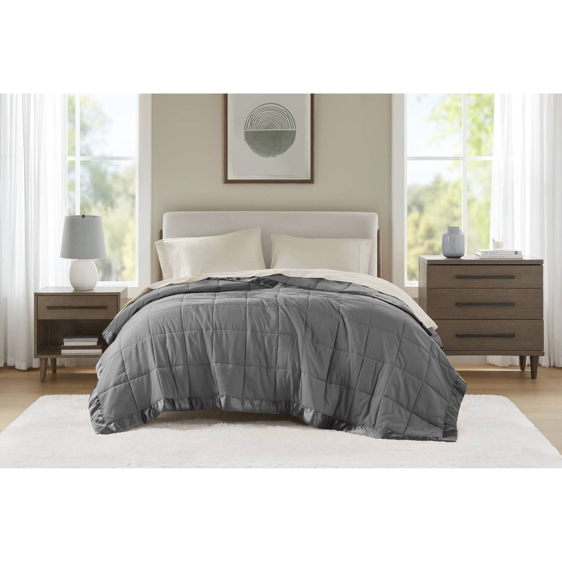 Windom - All Season Hypoallergenic Twin Blanket With 3M Scotchgard - Charcoal