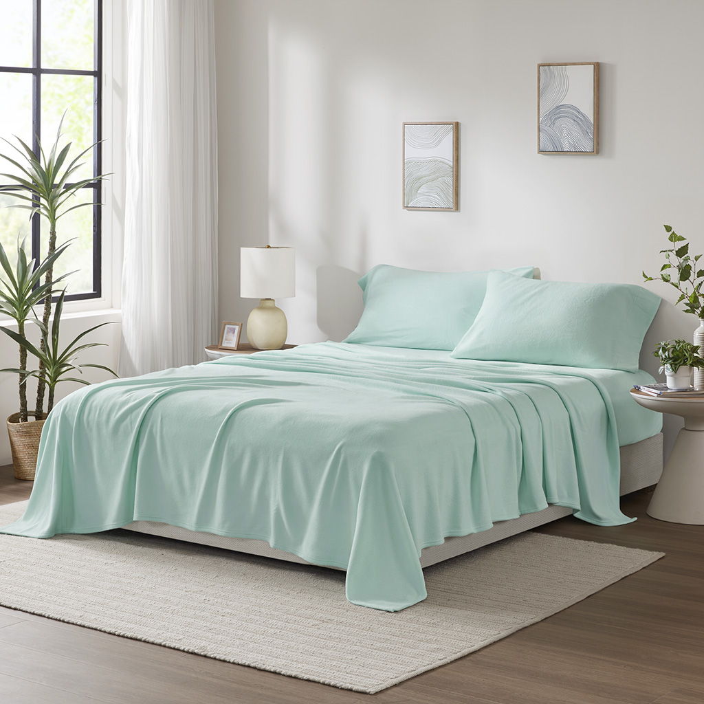 Micro Fleece - 4 Piece Full Sheet Set - Aqua