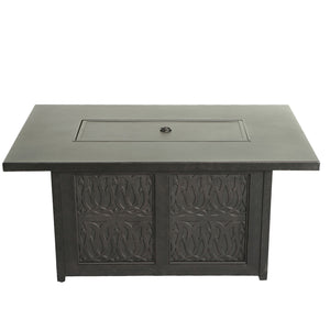 Aluminum Rectangle Fire Table With Fire Glass And Cover - Antique Bronze