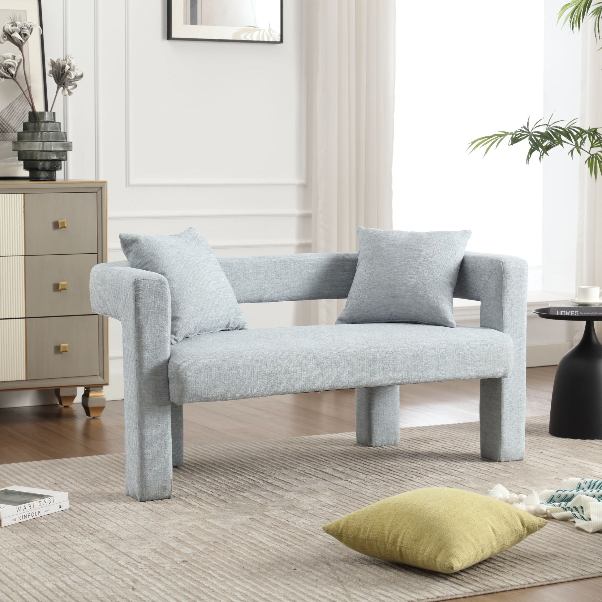 Modern Chenille Loveseat Sofa, Comfy Upholstered 2 Seater