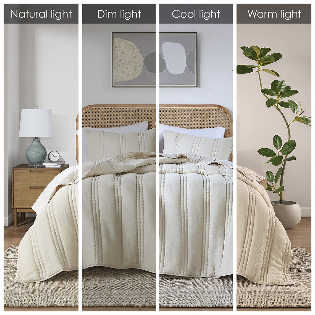 Dune - Poly Gauze Queen Quilt Set - Natural