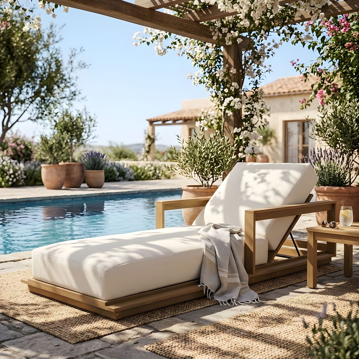 Modern Sunlounger With 5 Position Adjustable Backrest