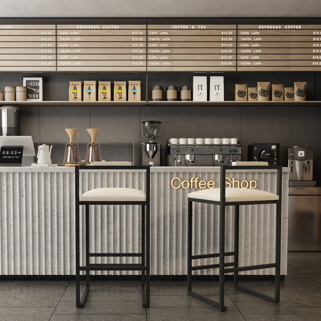 Elegant Bar Stool Set With Backrest And Footrest, Counter Height (Set of 2)