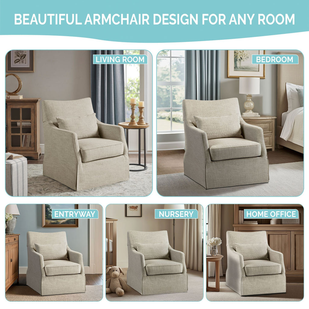 London - Skirted Swivel Chair - Tan Multi