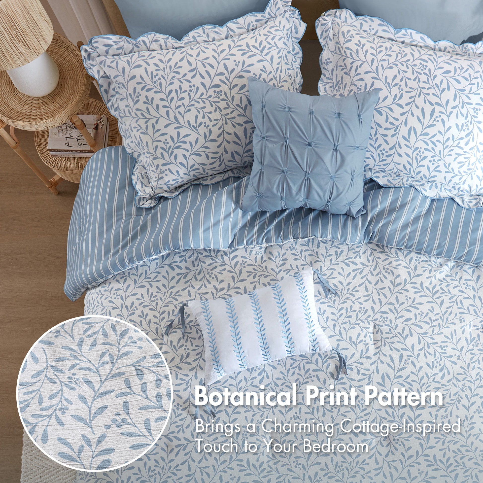 Darcy - 5 Piece King Print Comforter Set - Blue