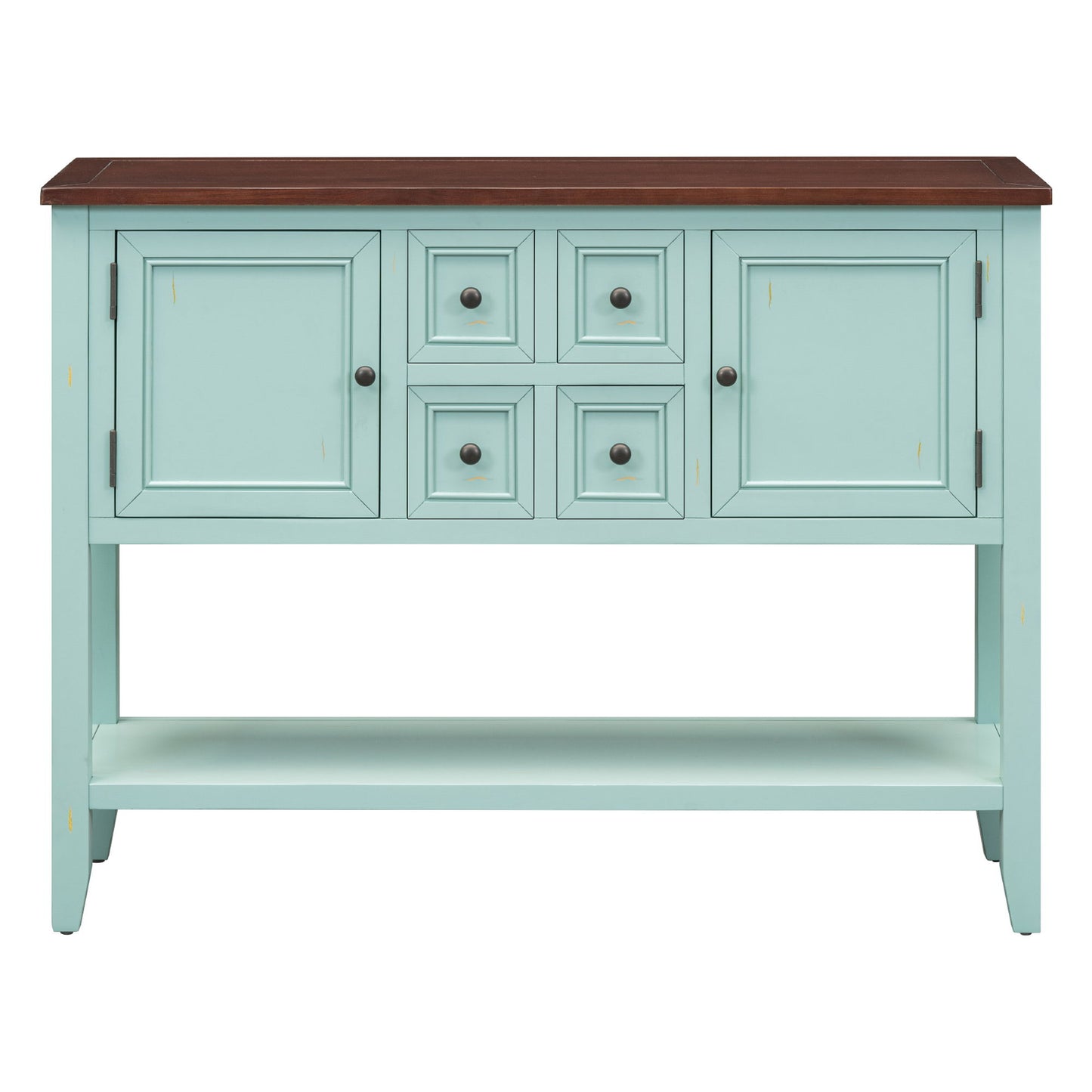 Gewnee - Console Table With 4 Storage Drawers - Blue