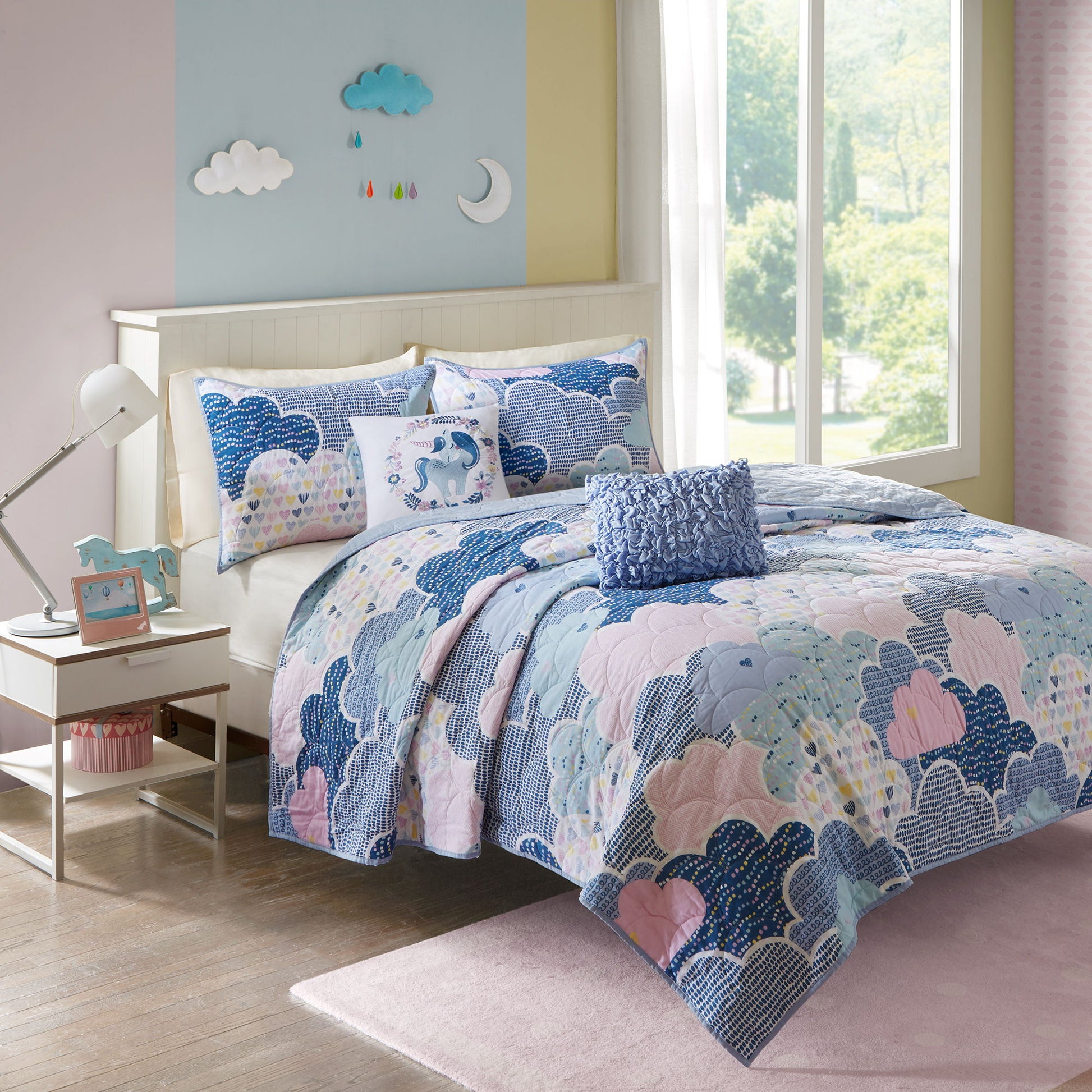 Cloud - Reversible Coverlet Cotton Set - Blue