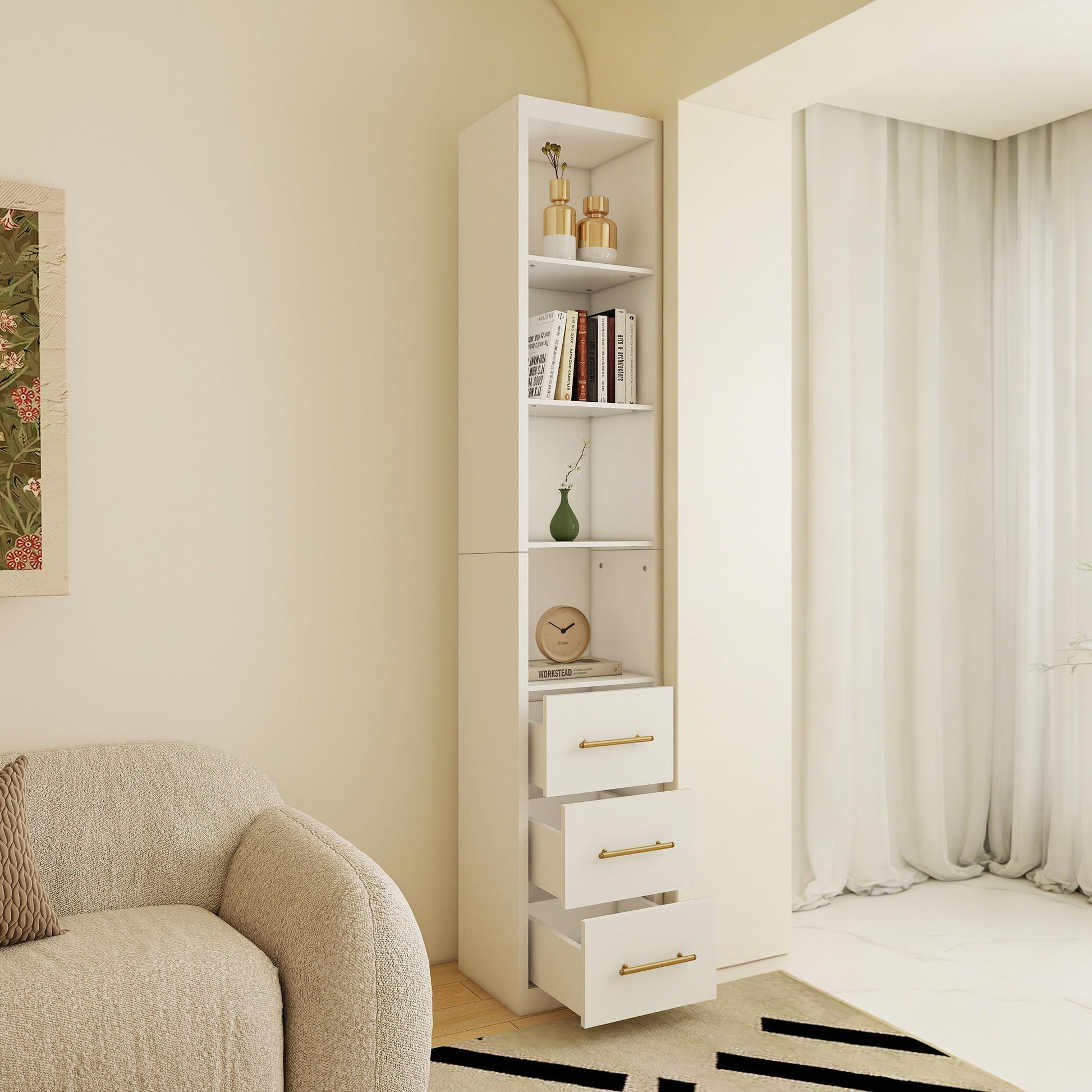 Tall Storage Cabinet With Drawers And Shelves
