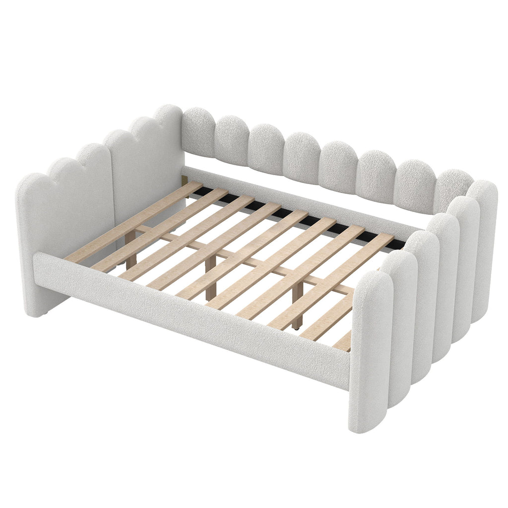 Upholstered Daybed With Curved Ribbed Panel Design