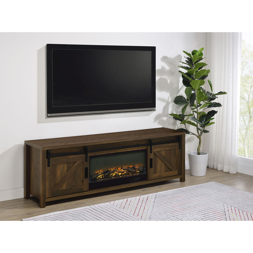 Clover - Fireplace TV Stand - Brown